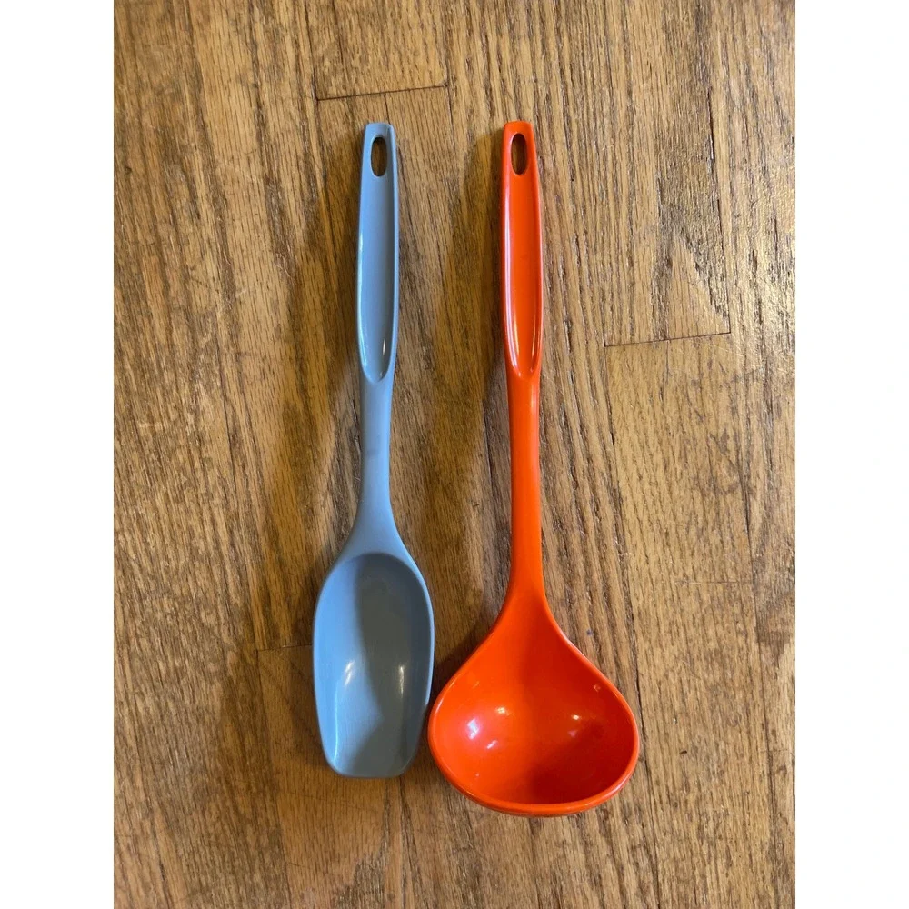 Vtg Foley Nylon Kitchen Utensils Orange Soup Ladle Blue Serving Spoon Set 2pc